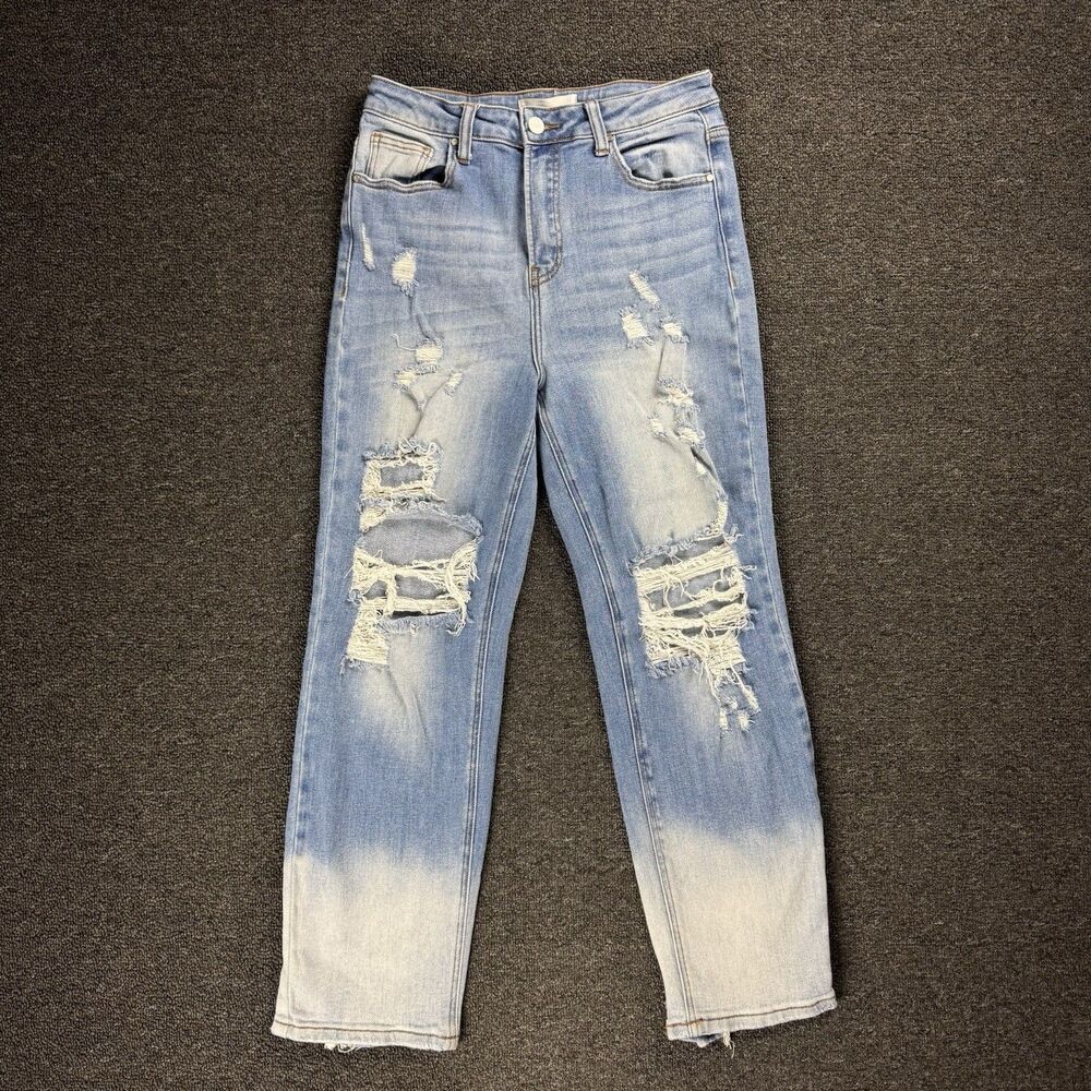 Risen Los Angeles Distressed Ombre Wash Straight Leg Jeans Women's Size 9/29